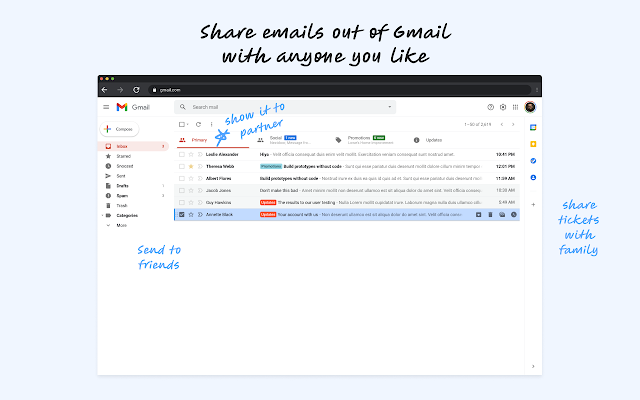 Share emails out of GMail with anyone you like